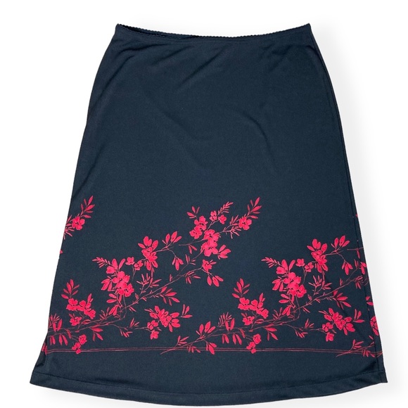 Express Dresses & Skirts - Express Black Skirt w/ Red Flowers Size M